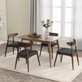 thumbnail image 2 of Set of 2 Retro Rubberwood Dining Chairs with Ergonomic Back Support and Plush Cushions for Kitchen Table Seating, Walnut and Charcoal Finish, 2 of 9