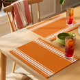 thumbnail image 4 of Fall Orange Stripes Placemats Set of 6 French Stripe Farmhouse Style Place Mats Table Mats Kitchen Dining Home Outdoor Party Table Decoration, 4 of 9