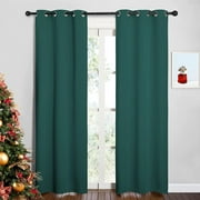 P5HAO Window Curtain Panels, Thermal Insulated Solid Grommet Blackout Draperies/Drapes for Basement (Hunter Green, One Pair, 34 by 84-inch) Hunter Green 34 in x 84 in (W x L)
