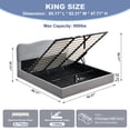 thumbnail image 5 of King Size Bed Frame with Lift Up Storage, Boucle Upholstered Platform Bed with Curved Headboard, No Box Spring Needed, Hydraulic Storage, Light Grey, 5 of 6