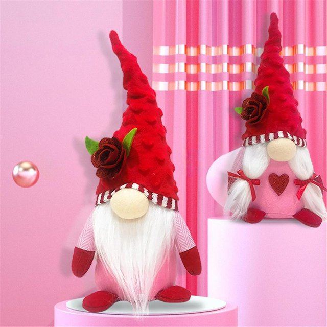 1 pieza de gnomo del día de San Valentín Adornos de peluche Sr. y Sra. Escandinavos para el adorno de mesa del día de San Valentín B