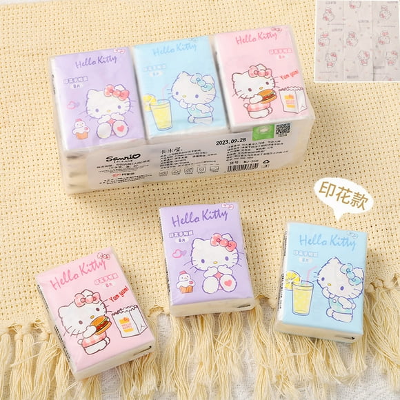 9Pcs Hello Kitty Handkerchief Paper Anime Portable Mini Napkin Small Pocket Tissues Cartoon Facial Tissue Toilet Paper Facial towel