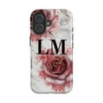 thumbnail image 1 of Personalised Floral Rose x White Marble Initials iPhone 16 Case,iPhone 16 Pro Max, 1 of 4