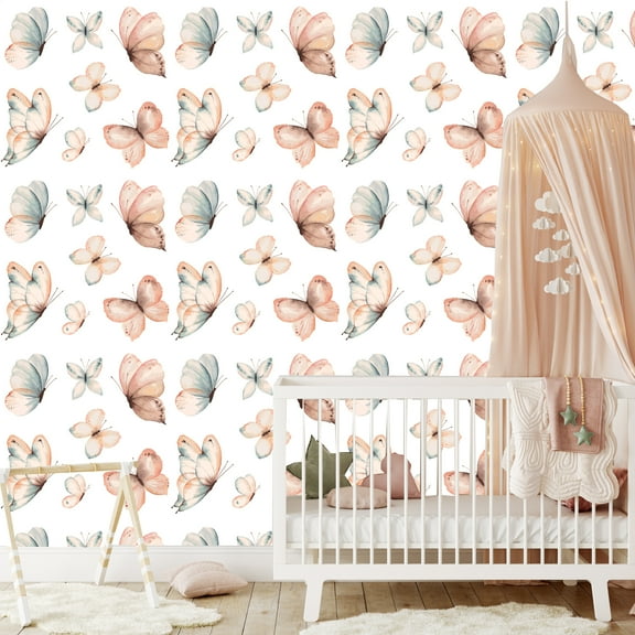MuralsPrint Canto Butterflies Baby Peel and Stick Wallpaper, Removable Wallpaper, 10' L x 24''W