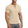 thumbnail image 6 of BRGZLK Mens Quarter Knit Henley Shirts Short Sleeve Slim Fit Henley Tops Casual Business Button Fitness Solid Color Summer Muscle Gym Athletic Tee Shirt, 6 of 7