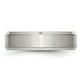 thumbnail image 3 of Auriga Stainless Steel Polished with Brushed Center 6 mm Ridged Edge Band for Women Size 9.5, 3 of 6