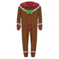 thumbnail image 5 of VNKIDY Kids Christmas Family Matching Brown Gingerbread Man Onesie With Hood Long Sleeve Soft Jumpsuit For Holiday Celebrations Festive Homewear Cozy Onesie, 5 of 9