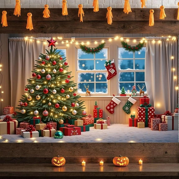 Merry Christmas Theme Background Banner Christmas Party Decoration Xmas Santa Claus Backdrop Supplies Photo Shoot Props