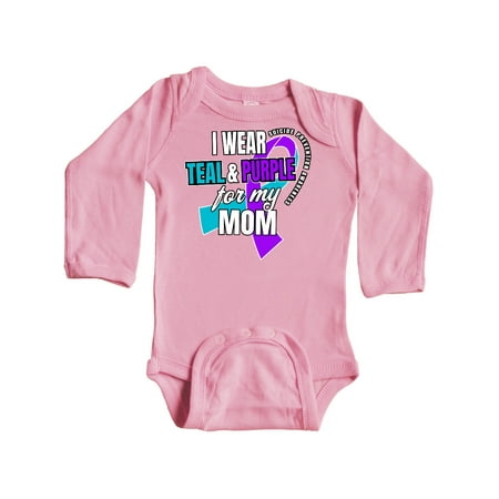 

Inktastic Suicide Prevention I Wear Teal and Purple for My Mom Gift Baby Boy or Baby Girl Long Sleeve Bodysuit