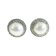 Real 925 Sterling Silver Stud Earring For Women, Natural White Pearl Gemstone Unique Ethnic Tribal Boho Style Modern Fashion Handmade Stud Earring Party Jewelry By Artisans