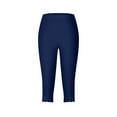 thumbnail image 5 of Capri Leggings for Women Summer Casual Elastic High Waist Wave Hem Workout Yoga Cropped Capris Pants, 5 of 6