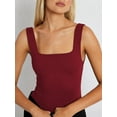thumbnail image 5 of Womens Square Neck Fitted Tank Tops Double Layer Seamless Slim Fit Shirts 2025 Basic Spring Summer Red S, 5 of 9