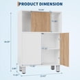 thumbnail image 2 of Wooden Compact Storage Cabinet, with Sliding Doors & Adjustable Shelves, Bathroom  Display Cabinets with 2 Doors,   for Small Spaces, Kitchen, Bedroom, Living Room, Office, 2 of 8