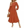 thumbnail image 4 of VERTEX&KAIBIN Fall Long Sleeve High-Waisted A-Line Gown for Women - Swiss Dot Flowy Tiered Dress with Flounce Sleeves, 4 of 15