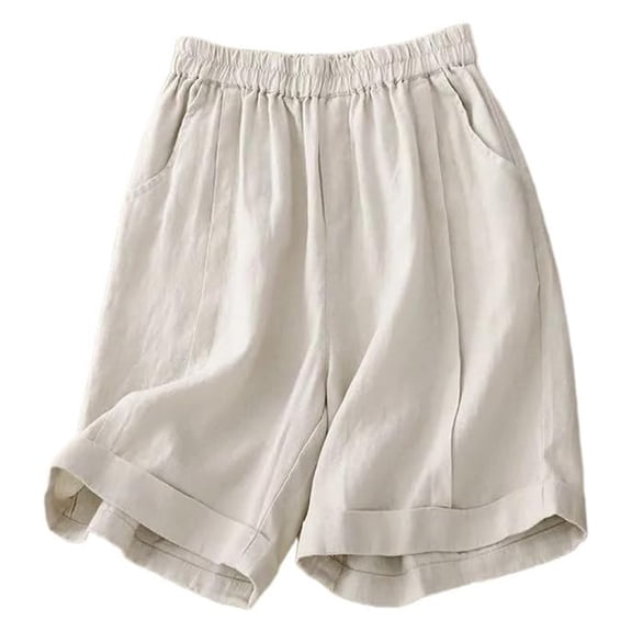 XIAONU Men's Solid Shorts Elastic Waist Daily Wear Casual Shorts