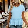 thumbnail image 2 of Aboser Women's Summer Short Sleeve T-Shirts 2026 Peplum Babydoll Tunic Tops Dressy Casual Ruffle Hem Shirt Casual Crew Neck Blouses, 2 of 9