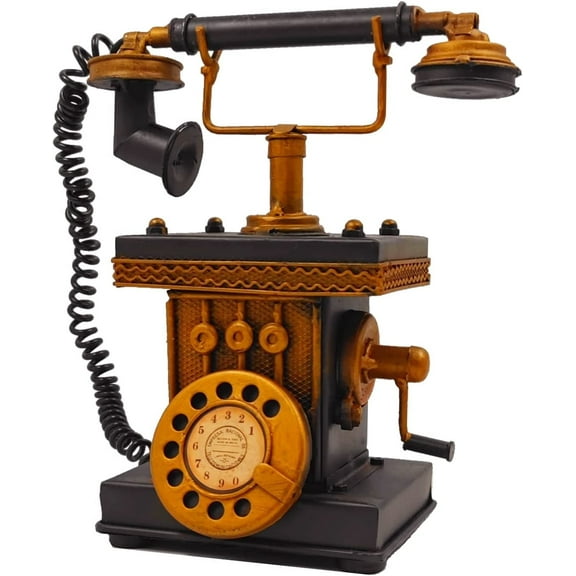 Creative Retro Decorative Phone Model Telephone Coin Bank Money Saving Antique Phone Figurine Cafe Bar Window Decor Model Home Desk Decoration