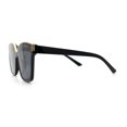 thumbnail image 6 of Womens Boyfriend Metal Brow Trim Inset Lens Horn Rim Plastic Fashion Sunglasses Black Gold - Black, 6 of 8