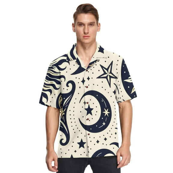 Sun and Moon Men's Hawaiian Wrinkle Free Button Down Short Sleeve Shirt Casual Shirts Beach Shirts