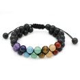 thumbnail image 4 of Pulsera de cuentas de doble capa, piedra esmerilada Natural, cuerda trenzada ajustable, accesorio de Meterk Negro, 4 of 7