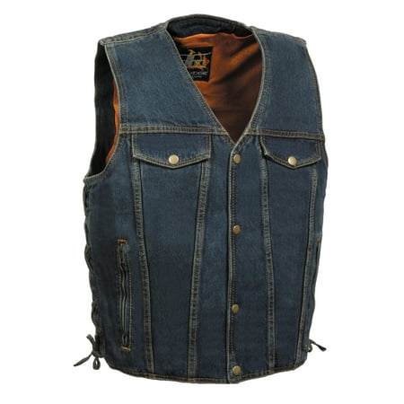 - Mens Denim Side Lace Vest with Chest Pockets