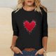 thumbnail image 4 of RKSTN Valentine's Day 3/4 Sleeve Tops for Women Oversized Crewneck Valentines Graphic Print Short Sleeve T Shirt Womens Casual Solid Round Neck Loose Comfy Three Quarter Sleeve Shirt Spring Clothes, 4 of 7