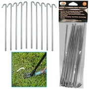 10 Pc Garden Tent Stakes Pegs Heavy Duty Steel Metal Anchor Picnic Camping Tarp