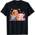 thumbnail image 2 of 100% Cotton Cute Capybara Ramen and Axolotl Boba Kawaii Boys Girls Kids T-Shirt, 2 of 5