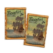 Beaufort, North Carolina, Pirate Ship (4x6 Birch Wood Postcards, 2-Pack Stationary, Rustic Home Wall Decor)