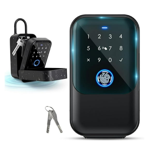 Smart Key Lock Box Fingerprint Control Passcode Access Card Bluetooth Unlock ,House, Apartment, Office Key Storage