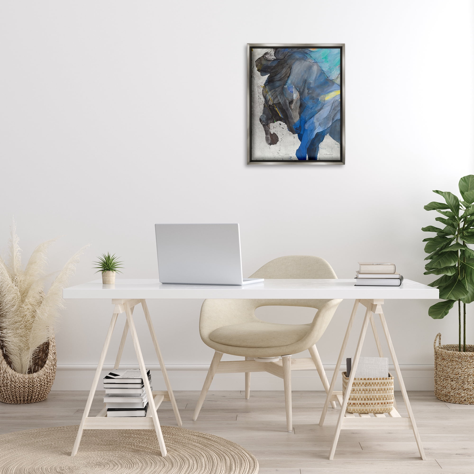 Stupell Industries Majestic Valor Stallion Animals & Insects Painting Gray Floater Framed Canvas Art Print Wall Art, 17 x 21