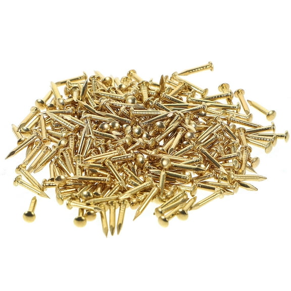 Beaupretty Round Head Brass Nails for Furniture Hinges 200Pcs 0.3X0.1In