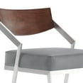 thumbnail image 5 of Armen Living Dakota Mid-Century 26" Bar Height Barstool in Brushed Stainless Steel with Grey Faux Leather and Walnut Wood Finish Back, 5 of 6
