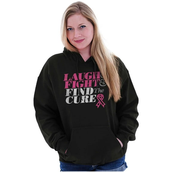 Laugh Fight Find Cure BCA Awareness Women Plus Size Graphic Pullover Hoodie Brisco Brands 2X