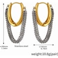 thumbnail image 6 of Chain Tassel Round Dangle Hoop Earrings for Women Stainless Steel Huggie Hoops Earrings Geometric Thick Chains Dangling Charm Hinged Earrings Jewelry, 6 of 6