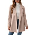 thumbnail image 3 of EANJE Women's Short Fleece Coat, Long Sleeve Solid Color Open Front Outerwear, Casual Relaxed Fit Fleece Blend Short Jacket for Fall Winter Daily Wear Pink L, 3 of 5