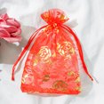 thumbnail image 3 of Matsuzay 100 Uds. Bolsas de Organza bolsas para envolver regalos con cordón caramelos regalo fiesta Navidad cumpleaños aniversario Festival Almacenamiento y organización del hogar Patrón de rosa Matsuzay HA010029-03, 3 of 6