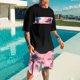 thumbnail image 4 of Blusa de Manga Corta Cuello Redondo Impresión Deportiva Camisa de Ajuste Delgado Poliéster Elástico Cintura Superior para los Hombres, Blusa Casual para el Uso Diario de Verano, 4 of 5