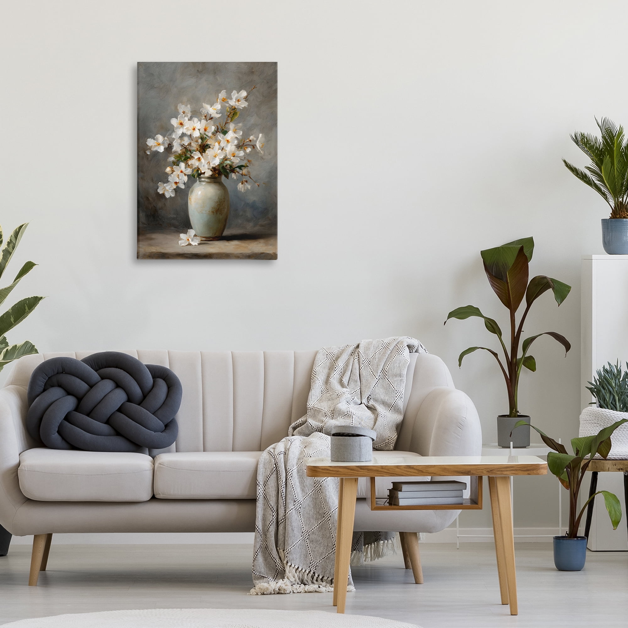 Stupell Industries Full White Flowers in Vase Canvas Wall Art, design by Petal Prints Design