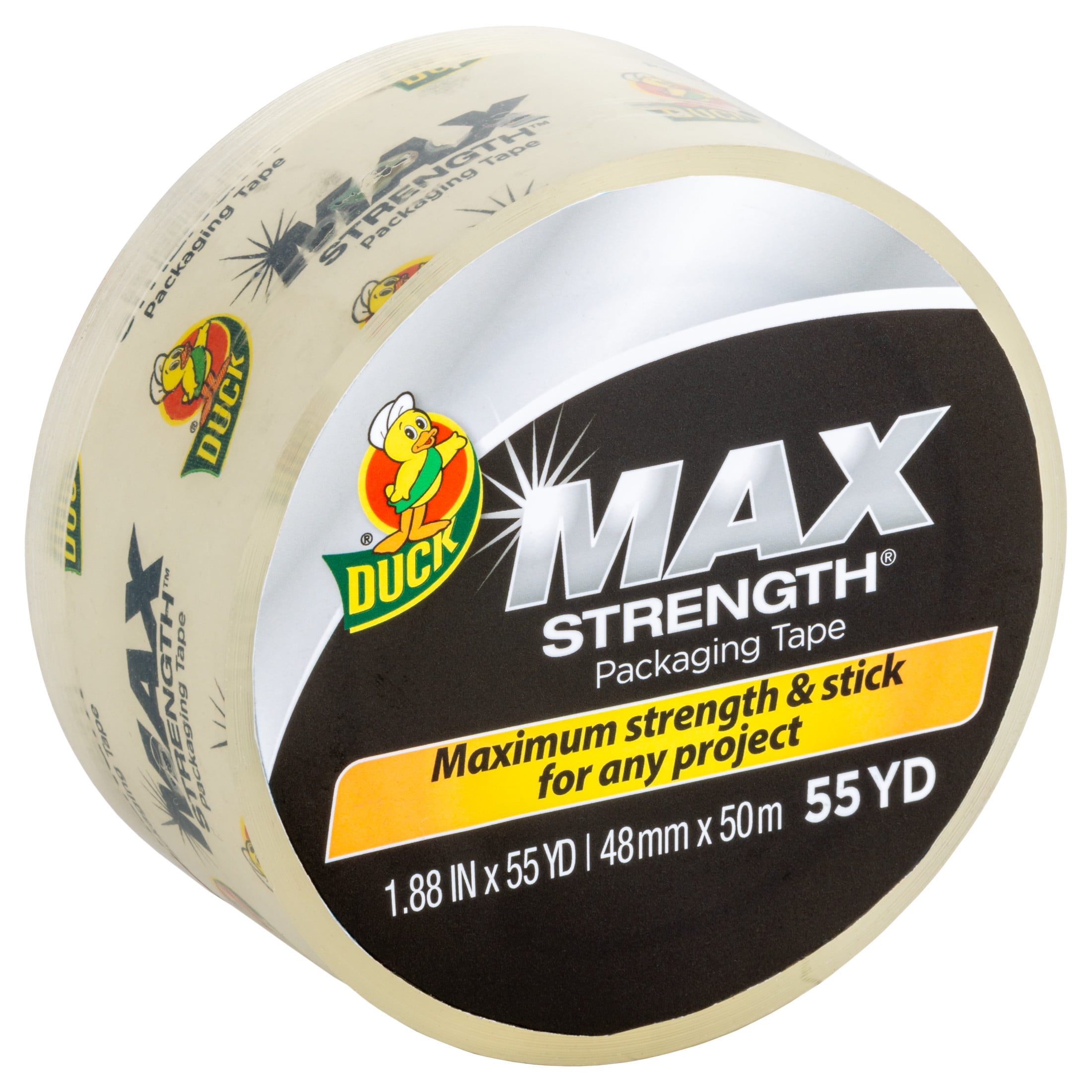 Duck Max Strength Packing Tape, 1.88 in x 55 yd, Clear, 1 Refill Roll