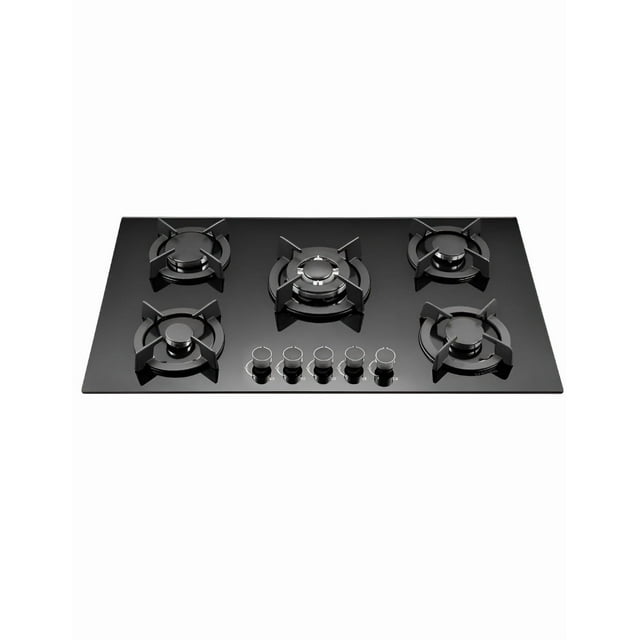 Estufa De Mesa Xtellar/parrilla De Gas 5 Quemadores Cristal Templado Color Negro