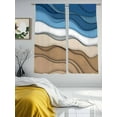 thumbnail image 2 of Blue Brown Striped Sheer Curtains for Living Room Bedroom Modern Gradient Abstract Waves Sheer Curtains 72 Inch Long 2 Panels Set Light Filtering Curtain Window Treatments Drapes for Dining Room, 2 of 6