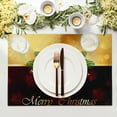 thumbnail image 3 of Merry Christmas Placemats Set of 4, Winter Snowflakes Xmas Jingle Bell Red Bow Table Place Mats for Kitchen Dining Holiday Party Decor, Heat Resistant Non-Slip Washable, 12x18 Inch, 3 of 6