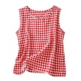 thumbnail image 1 of FAVIPT Débardeurs en Coton à Carreaux pour Femmes Printemps Été Décontractés Fluides Chemises Vichy Col Ras du Cou Sans Manches Tunique Confortable Rouge,TG, 1 of 8