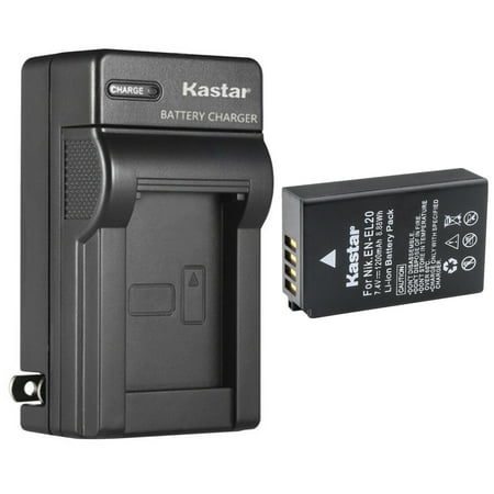 Kastar 1-Pack Battery and AC Wall Charger Replacement for Nikon EN-EL20 Nikon EN-EL20a Battery Nikon MH-27 MH-27a Nikon MH-29 MH-29a Charger Nikon 1 J3 Nikon 1 S1 Nikon 1 V3 Nikon DL24-500 Camera