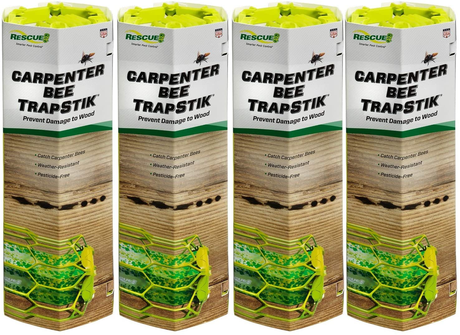 RESCUE! Carpenter Bee TrapStik Also Works on Wasps, Mud Daubers - 4 ...