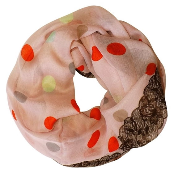 Polka Dot and Floral Graphic Print Infinity Loop Scarf