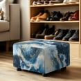 thumbnail image 4 of Xoenoiee Blue Marble Print Waterproof Stretch Ottoman Cover Rectangle Folding Storage Stool Furniture Protector Soft Slipcover for Living Room with Elastic Bottom, L, 4 of 7