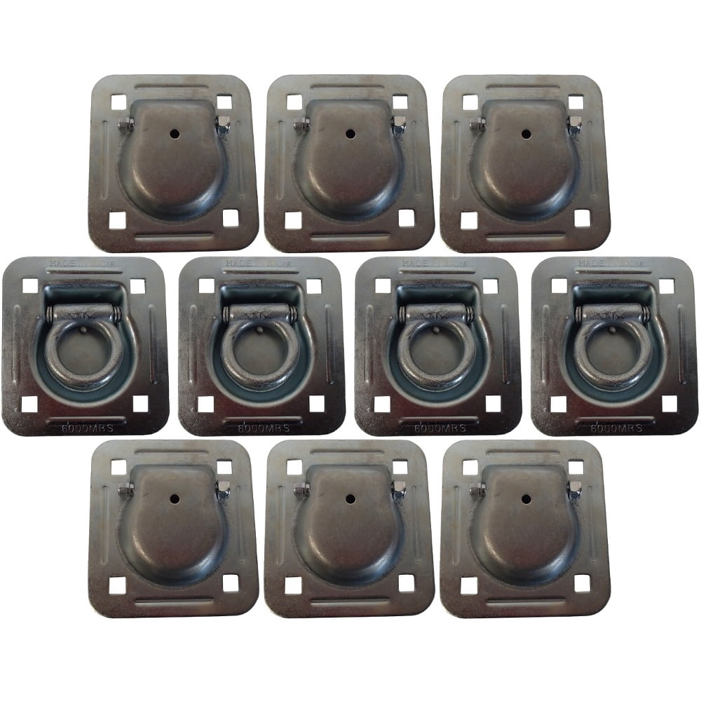 RAParts 10 pk Flush Mount Recessed Ring Trailer Cargo Tie Down Control D-Rings 6000 lbs.