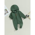 thumbnail image 3 of Bagilaanoe Newborn Baby Girl Boys Fall Hooded Jumpsuits Solid Color Long Sleeve Bodysuit 3M 6M 12M Infant Zip Up One Piece Romper, 3 of 8